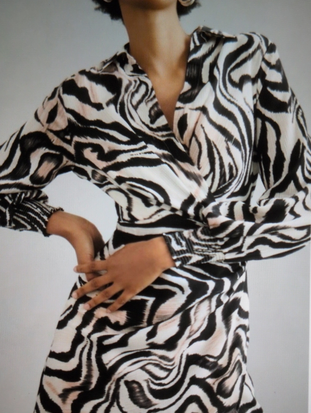 Anthropologie Graphic Print Blouson Faux Wrap Dress
